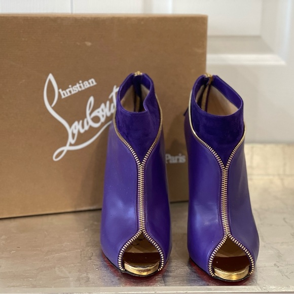 Christian Louboutin violet booties / gold zippers - Picture 5 of 5